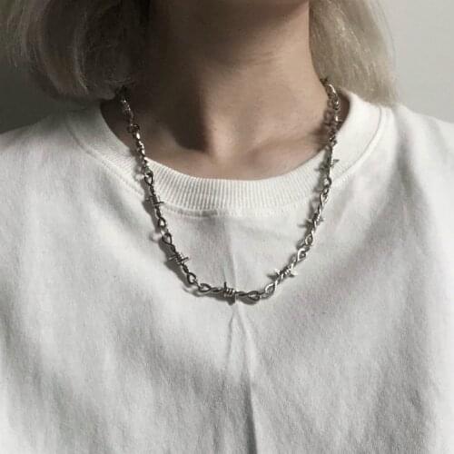 Punk Hip-hop Style Unisex Chain Thorn Necklace Street Wire Winding Necklace Women Mens Collar Jewelry Accessories