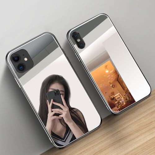 Luxury Makeup Mirror Phone Case for iPhone 11 Pro XS Max X XR Hard Tempered Glass Back Cover For iphone 8 7 6 6S Plus Capa Coque