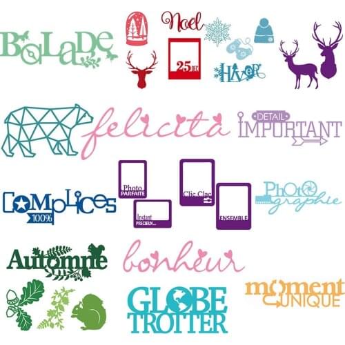 French Words Series Metal Cutting Dies&Coordinating Stamp For Scrapbooking Craft Embossing Stencil Die Cut Card Photo Album