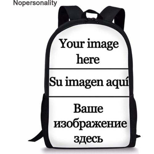 Nopersonality Customize Your Name Image Log School Bag for Teenager Boys Girls Cute Children Schoolbag Kids Bookbags Mochila