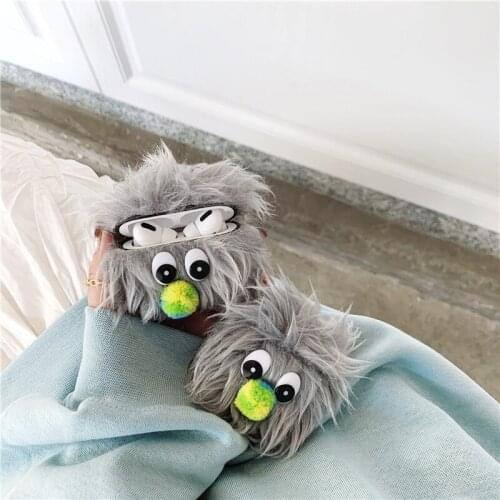Cartoon Cute 3D Plush monster Hand Warmer Silicone Bluetooth Wireless Earphone Case For Apple AirPods pro 12 cover