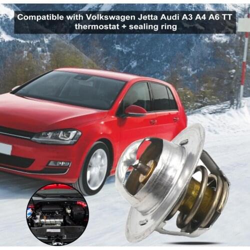 Stable Universal Car Engine Thermostat 050121113C Waterproof Coolant Thermostat with Sealing Ring