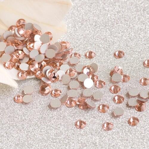 YANRUO 2058NoHF SS20 4.6-4.8mm Light Peach Flatback Glue On Champagne Strass Non Hot-Fix Stones Glass Crystal For Clothing