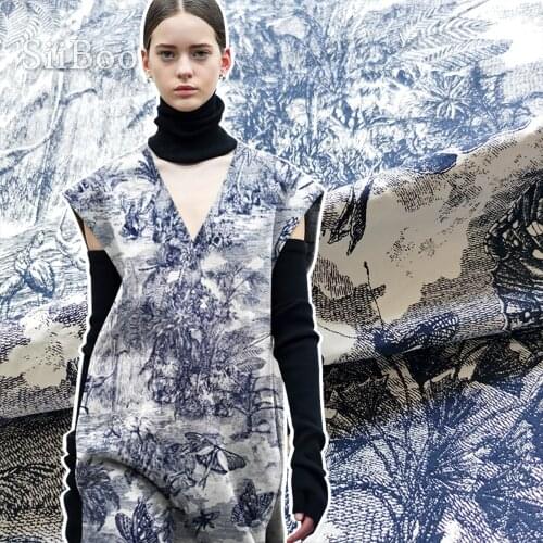 Siiboo illustration style animal pattern yarn dyed jacquard fabric for women dress suits french chic trench tissu sp6559