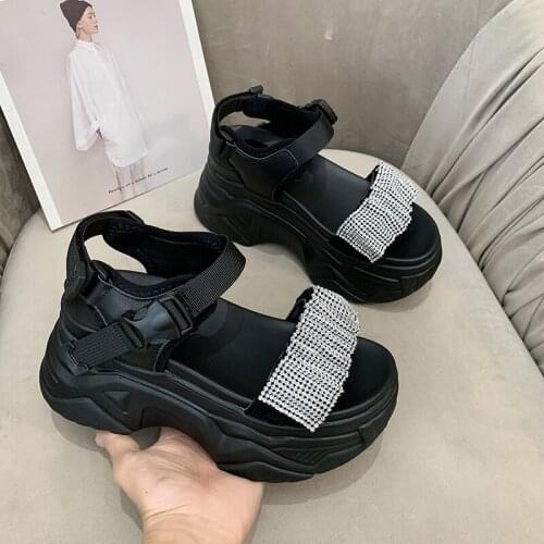 2021 Chunky Sandals Women Fashion Casual High Heel 7CM Summer Outdoor Open-Toe Platform Sandals Women Sport Beach Sandalia Mujer