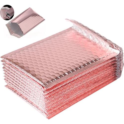 10pcs/Lot Rose Gold Plastic Bubble Envelopes Bags Padded Shipping Envelope Waterproof Bubble Bags Shipping Packages Bag