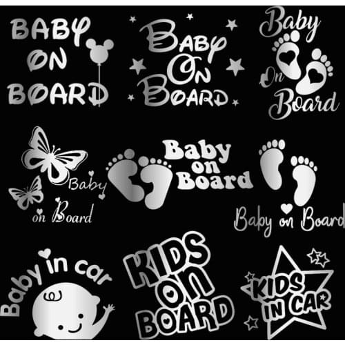 12.7CM*17.8CM Sticker Vinyl Hobby Car Decal Baby On Board Vinyl 3D Funny Kid Chrome Silver Decal Reflective Sticker