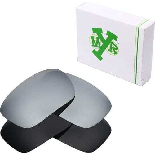 2 Pairs Mryok POLARIZED Replacement Lenses for Oakley Badman Sunglasses Stealth Black & Silver Titanium
