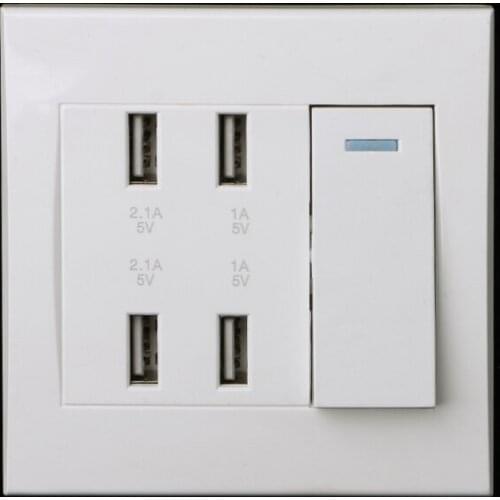 220V 10A Wall Switch Socket 4 Port USB Charger Power Outlet Adapter Panel Intelligent Charger Sockets