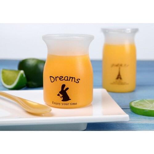 25pcs Creative disposable plastic milk pudding cup PP high temperature yogurt pudding ice cream packaging cups with lid