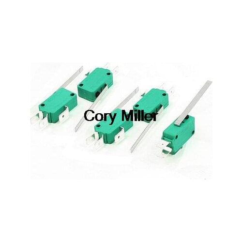 250VAC 16A SPDT 3-Pin Long Straight Hinge Lever Miniature Microswitch Green