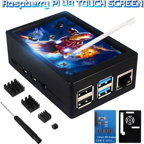 3.5 Inch Raspberry Pi Display 480*320 LCD Touch Screen + Touch Pen + ABS Case + Heat Sink for Raspberry Pi 4 Model B 3B / 3B