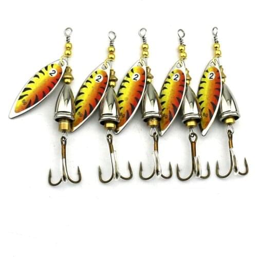 5pcs Spoon Fishing Lure Artificial Metal Sequin Bait Fresh Water Swimbait 8.1cm 10g Peche Feather Hook Spinner Fishing Tackle