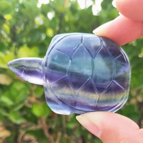 5CM Natural Rainbow Fluorite Quartz Tortoise Crystal Animal Crystals Healing Love Gift 1PCS