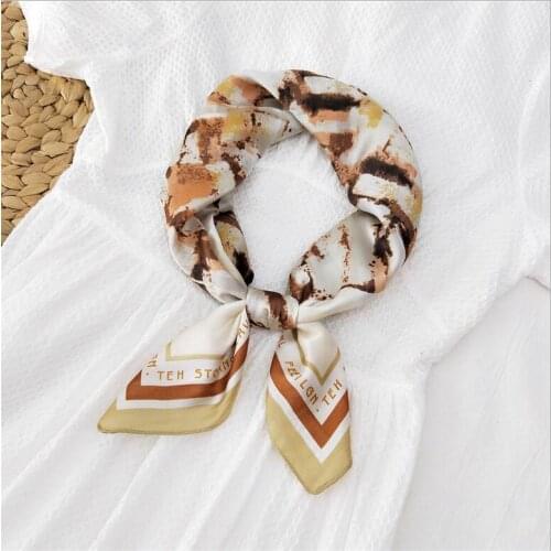 70x70cm Women Multifunction Polyester Silk Scarf Abstract Pictures Printing Satin Square Wraps Ladies Scarves Hijab 2021 New