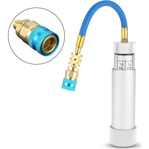 A/C Oil and Dye Injector Hand Turn Screw-in Air Conditioning Coolant Filling Tube Injection Tool
