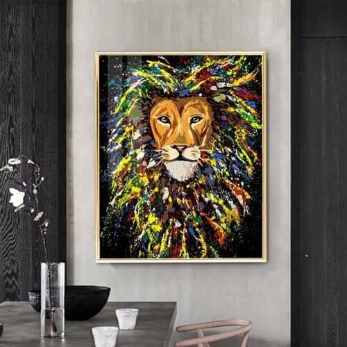 Abstract Colorful Lion Peacock Animal Canvas Painting Wall Art Nordic Posters and Prints Wall Pictures for Living Room Decor