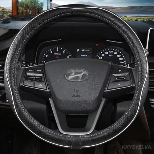 PU Leather Car Steering Wheel Cover For hyundai Solaris Veloster ix35 ix25 Kona Accent i40 Santa Fe ioniq getz Auto Accessories