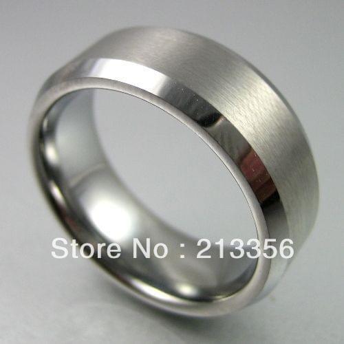 Free Shipping Cheap Price 2015 USA Hot Selling 8MM HIS & HERS SATIN BRUSHED BevelTUNGSTEN CARBIDE MENS RING WEDDING BAND RING