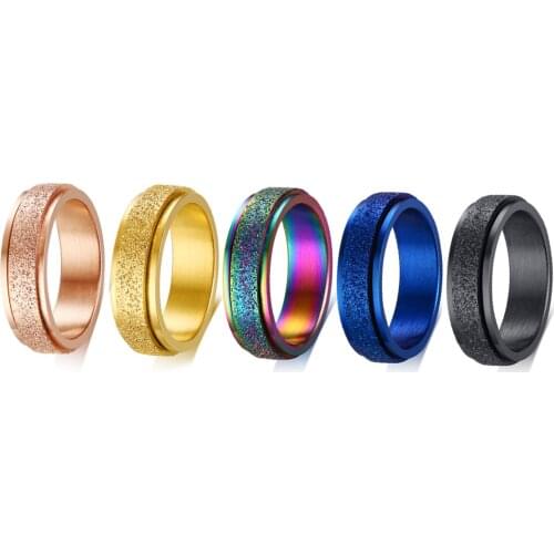 BONISKISS New 2021 Rotatable Basic Ring for Men 5PCS/SET Stainless Steel Casual Male Punk Jewelry 5-colors Combination Wholesale