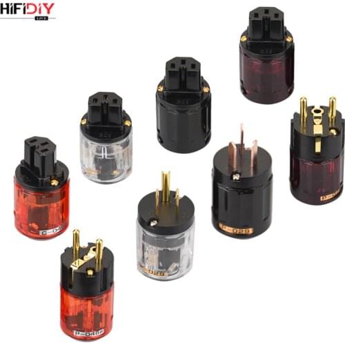HIFIDIY LIVE EU/US/AU Pure Copper Gold Plated Power Plug Tail Connector For HIFI Audio Power supply wire Connectors Red Black029