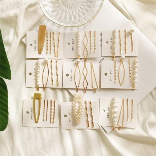 Ins Fashion 1Set Cute Pearls Hair Clips For Women Girls Sweet Headwear Hairpin Barrette Headband Hair Jewerly Accessories New