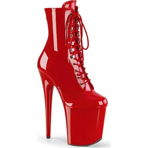 INS style 20CM Extreme High Heels Platform Boots Lace Up sexy Pole Dancing Ankle Boots Women Boots Super High Heel Short Boots