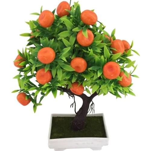 1Pc Artificial Orange Tree Bonsai Potted Plant Fruit Trees Landscape Party Home Garden Decor For Living Room Decoration