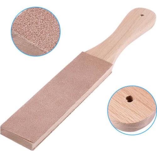 Leather Sharpener with Wood Handle Multifunctional DIY Leather Craft Polish Sharpening Strop Sharpening Strop Kitchen Tool