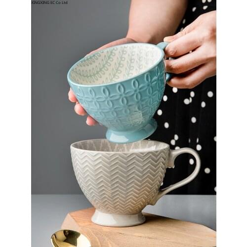 Creative Breakfast Cup Oatmeal Cup Large Size Ceramic Cup 360ml Large Capacity Milk Cup Coffee Cup Household Mug Bowl Cup