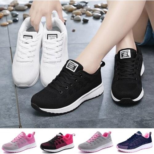 Sneakers Womens Fashion Lace Up Running Shoes Sports Lightweight Breathable Soft Comfortable Tennis Shoes