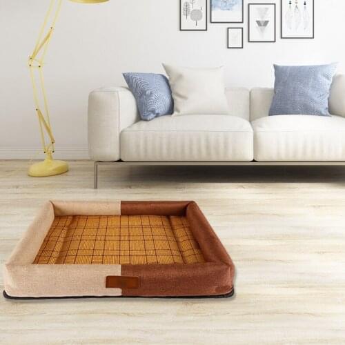 Summer Dog Cat Cushion pet mats Soft Puppy Sleep Bed Kennel Cool Bamboo mat Blanket Matress For Small Medium Large Dogs Bed