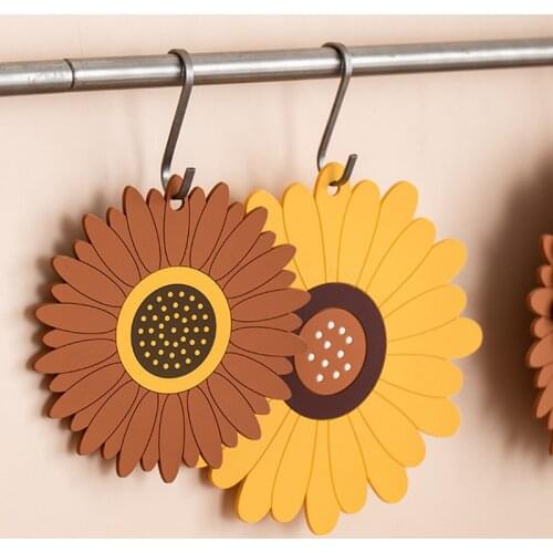 Kawaii Sunflowers Silicone Coaster Coffee Dining Table Mats Cup Mats Pad Anti-Scald Non-stick Desktop Pads Placemat For Home