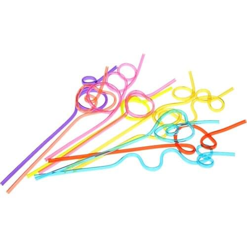 10/20 PCS Reusable Colorful Drinking Straws Crazy Curly Loop Coloured Plastic Drinking Straws For Birthday Party Bar Wedding