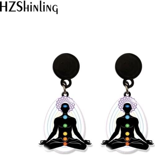 2021 Cartoon Meditation Healing Dangle Drop Earrings Resin Epoxy Acrylic Ear Jewelry