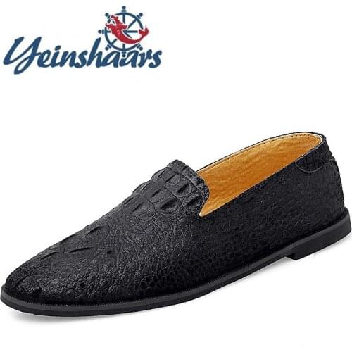 Mens Shoes Casual Luxury Loafers Lightweight Adulto shoes Crocodile Pattern Walking Shoes Pointed Toe Comfortable Driving Shoes