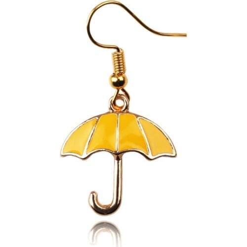 New Fashion Cute HIMYM TV Show Romantic Drop Earrings Yellow Umbrella Korean Enamel Jewelry Gift For Women 2020