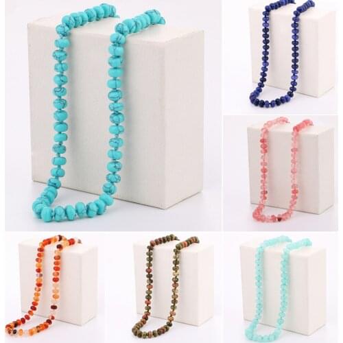 Wholesale Natural Stone Beads Epidote Tiger Eye Magnesite Necklace For Women Female Brazil Grade A Pendant Long Necklace Jewelry