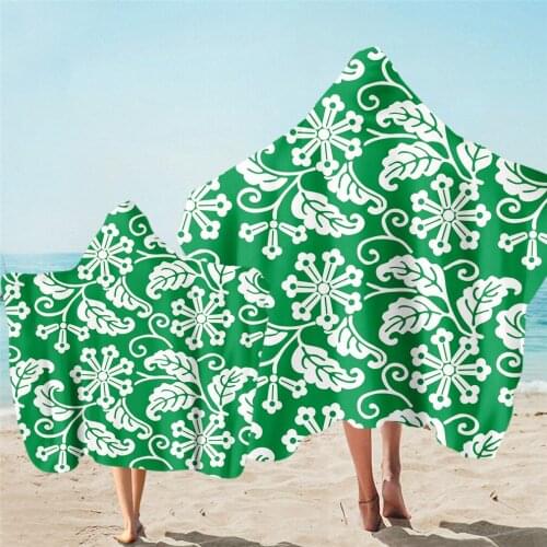 Parent-Child Floral Printed Microfiber Beach PonchoTowel Outdoor Quick Drying Absorbent Keep Warm Sport Towel Bath Cape Blanket