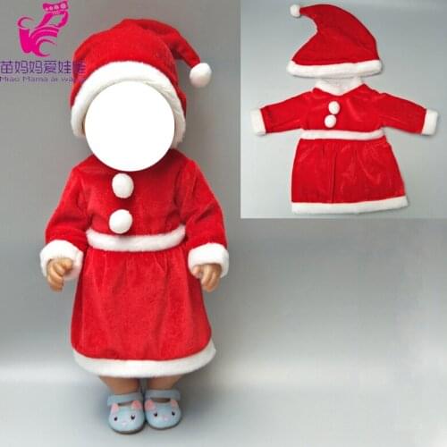 Santa Claus hat for 43cm doll Christmas dress for 18" doll clothes Baby girl Christamas