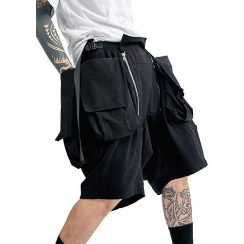 PUPIL TRAVEL Techwear PT-2008 Front Fly Pouch Cargo Shorts Kilt Like Hip Hop Style Punk Fashion