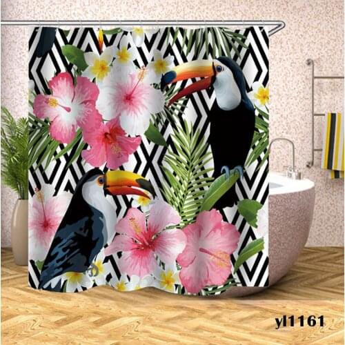 Birds Parrot Shower Curtains Waterproof Animals Bath Curtains For Bathroom Bathtub Large Wide Bathing Cover Home Rideau De Bain