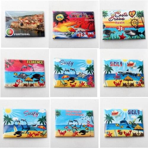 Sicily Spain Florence Portugal Paper Metal Fridge Magnet wrapped TinPlate Fridge Magnets Quality Souvenirs for world Attraction