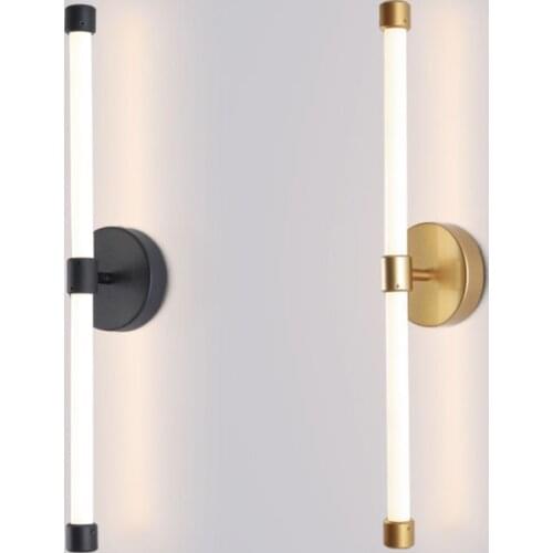 Modern Nordic LED wall lamp black gold metal tube pipe up down wall light for Living Room Bedroom Bedside Decor Sconces Light