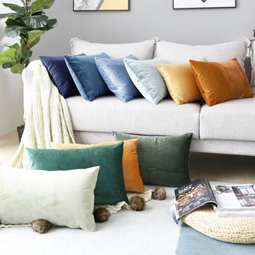 Supersoft Velvet Solid Cushion Cover Blue Green Beige Orange White Home Decorative Pillow Cover Lumber Pillow Case 30x50cm sham