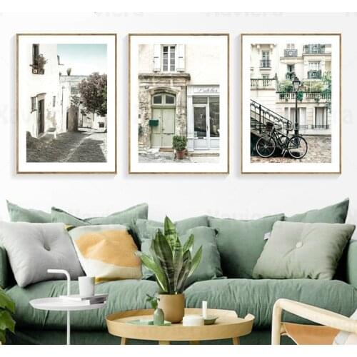 Nordic Vintage Canvas Painting British Retro Architecture Street Landscape Art Poster Print Picture Home Decoration Living Room