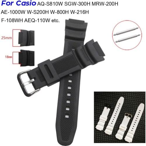 Waterproof Silicone Strap for Casio AQ-S810W AE-1000W SGW-400H F-108WH W-S200H AEQ-110W Band Sports Rugged Rubber Watchband Belt