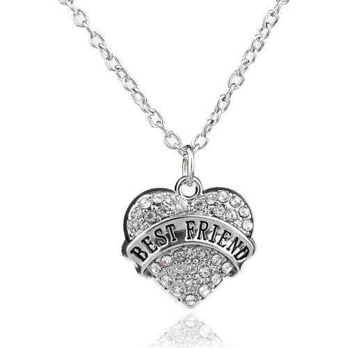 9 Styles Pink Blue Clear Crystal Heart Pendant Chain Necklace Women Friend Jewelry Hope Mom Sister Daughter Nana Necklaces Gifts