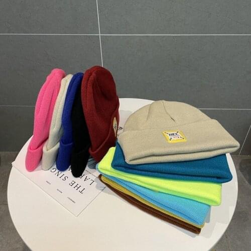 2021 Woolen Cap Winter New Men and Women Labeling Warm Couple Ins Baotou Riding High Street Knitted Hat