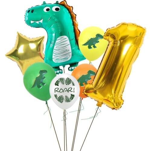1set 12inch Dinosaur Birthday Balloons Jungle Wild Animal Party Green Dino Latex Balloons Kid Birthday Party Air Ballon Supplies
